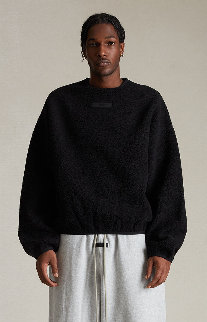 Fear of God Essentials Jet Black Polar Fleece Crew Neck