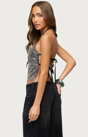 Naira Beaded Scalloped Halter Top image number 3