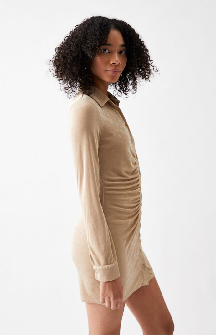 La hearts long sleeve button front dress clearance