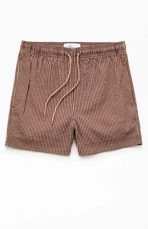 Brown Tonal Seersucker 4.5" Swim Trunks image number 1
