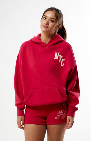 NYC Floral Chainstitched Oversized Hoodie image number 3