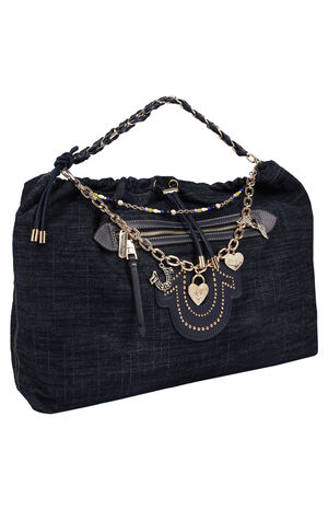 Vintage Chain Dark Denim Hobo Bag image number 2