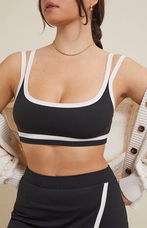 PAC WHISPER Active Black Double Strap Sports Bra image number 2