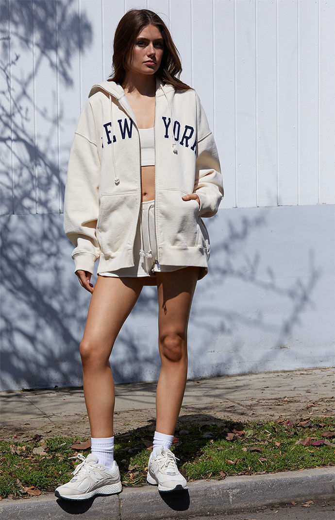 John Galt Cream New York Full Zip Hoodie | Pacsun