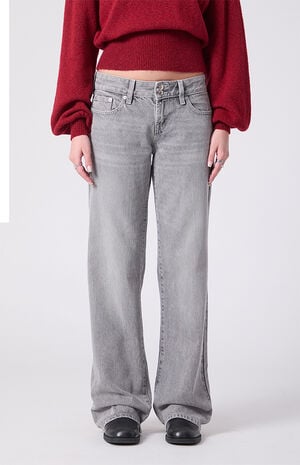 Zoe Low Rise Girlfriend Jeans Button Pocket Gray image number 2