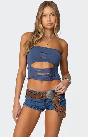 Laurier Distressed Knit Tube Top image number 1