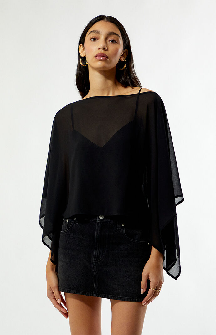 Beverly and Beck Chiffon Long Sleeve Poncho