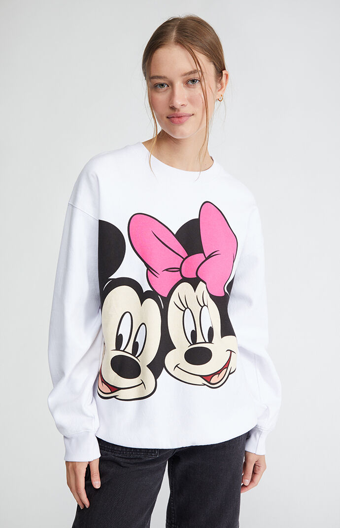 Disney Jumbo Mickey Minnie Crew Neck Sweatshirt PacSun