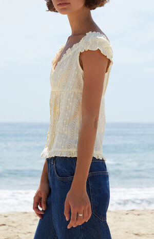 Yellow Eyelet Elena Top image number 3