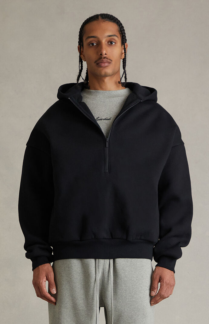 Fear of God ESSENTIALS Black Property Lounge Half Zip Hoodie | Pacsun