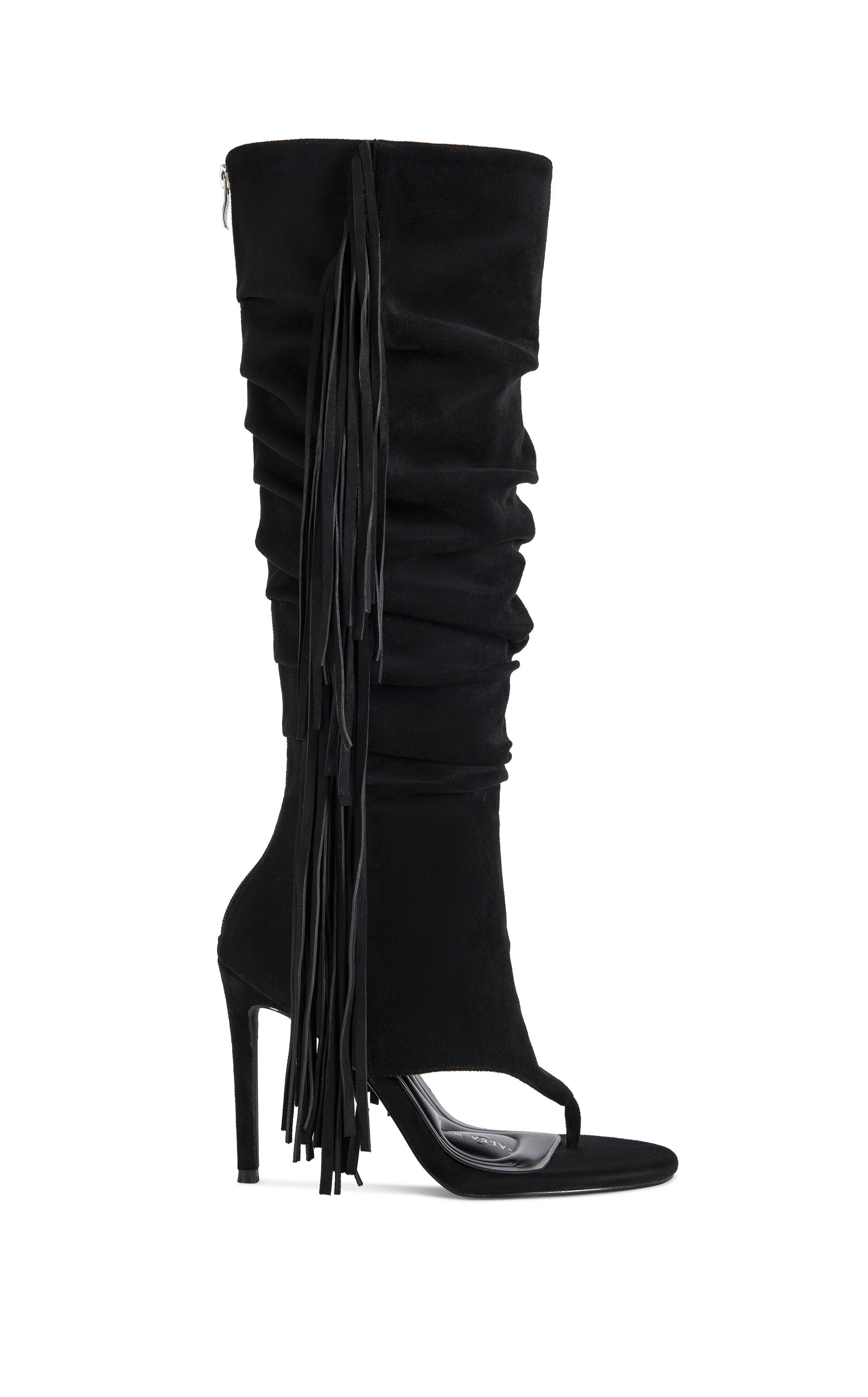 AZALEA WANG Women's Johanna Black Fringe Stiletto Booties