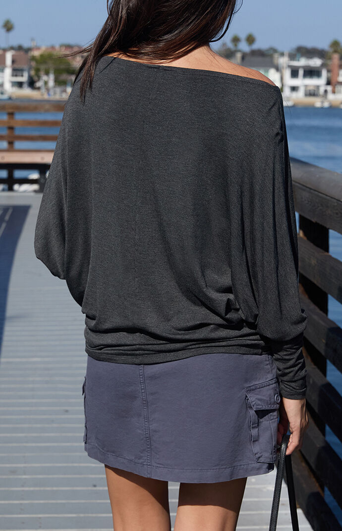 John Galt Gray Aina Off-The-Shoulder Long Sleeve Top