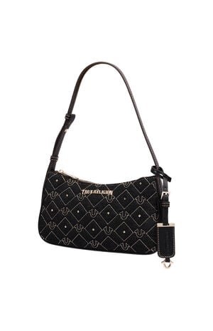 Studded Black Denim Shoulder Bag image number 3