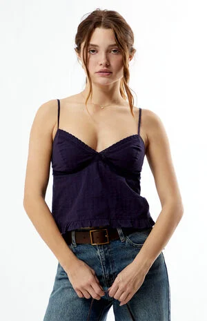 Embroidered Tie Back Babydoll Top image number 2