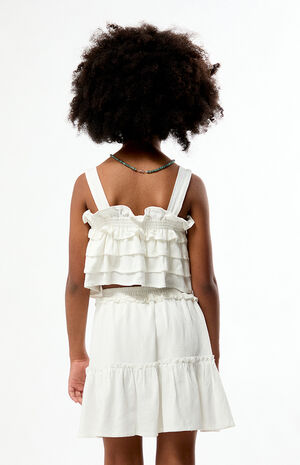 White Linen&nbsp;Ruffle&nbsp;Skirt image number 4