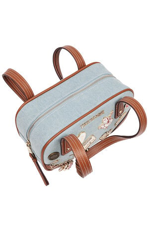 Arbor Multi Pin Logo Denim Satchel Bag image number 7