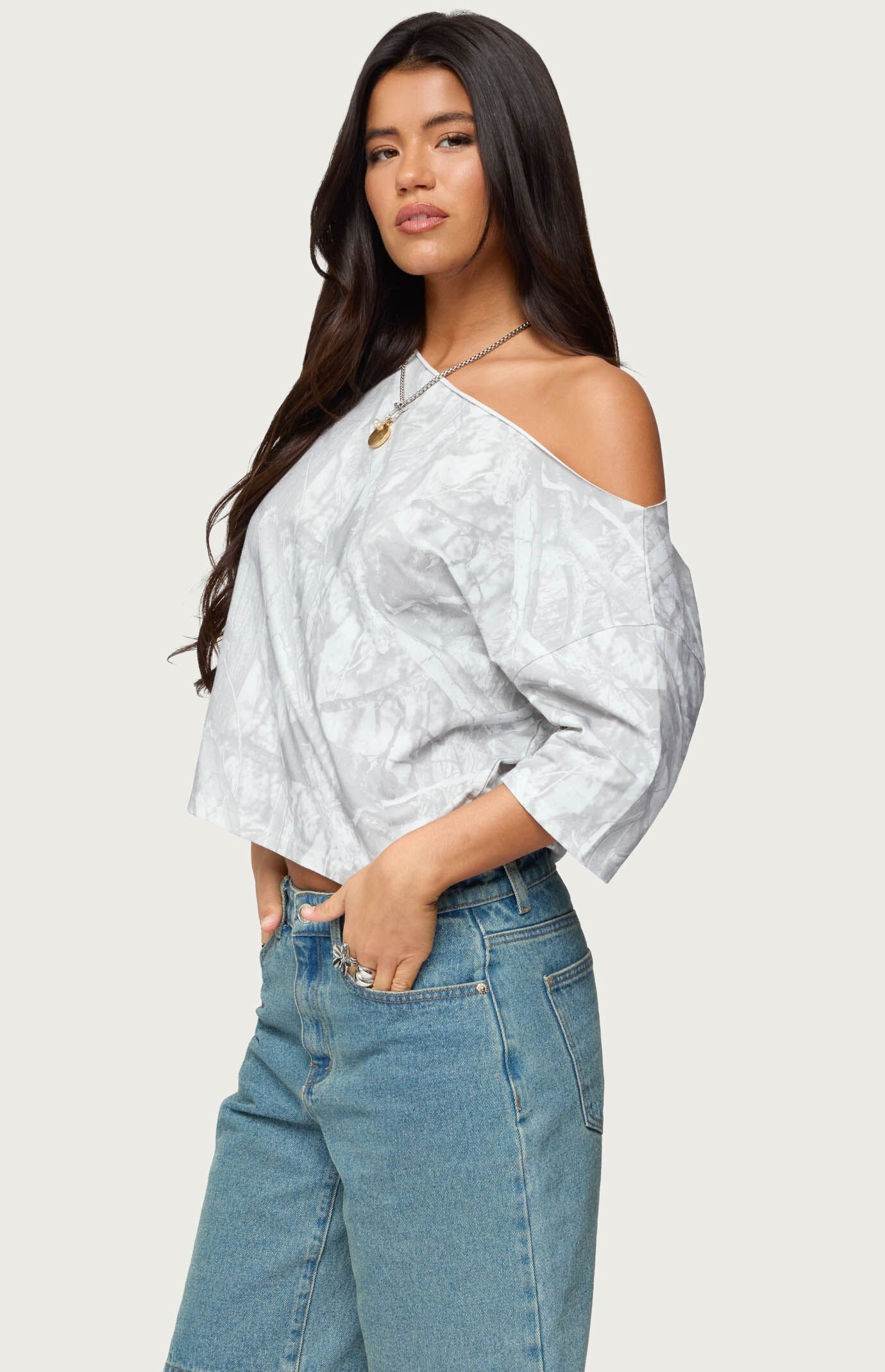 Edikted Davida Off Shoulder Camo Top