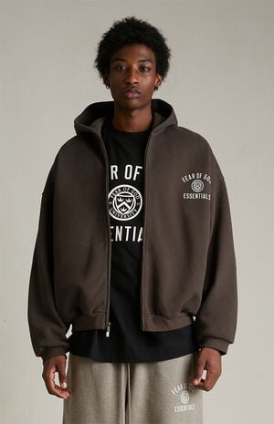 Brown Heavy Fleece University Full Zip Hoodie image number 2