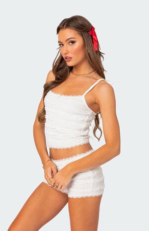 Lucy Ruffled Lace Tank Top image number 4