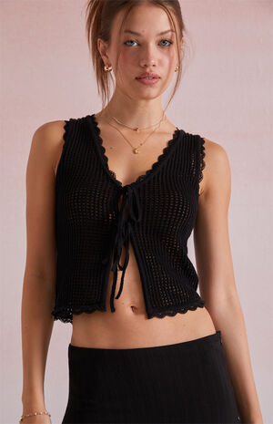 Lisette Tie Front Crochet Tank Top image number 5