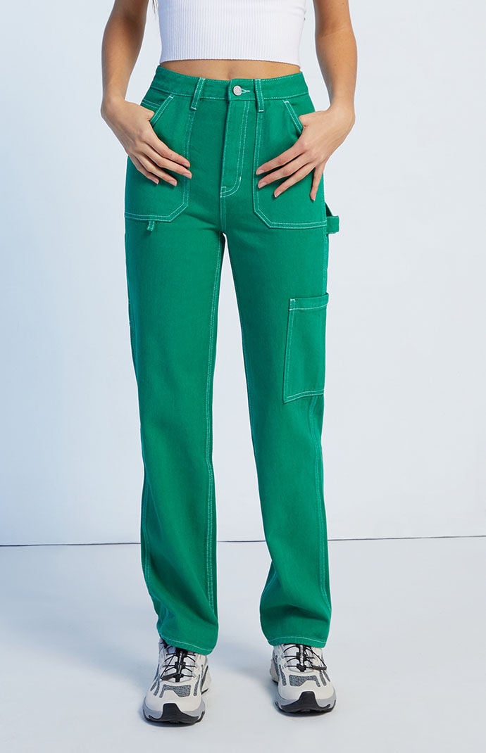 PacSun Green Patch Pocket Boyfriend Carpenter Pants | PacSun