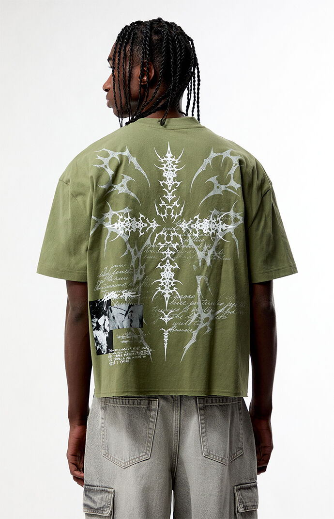 Pacsun Green What Remains Cropped Boxy T-Shirt