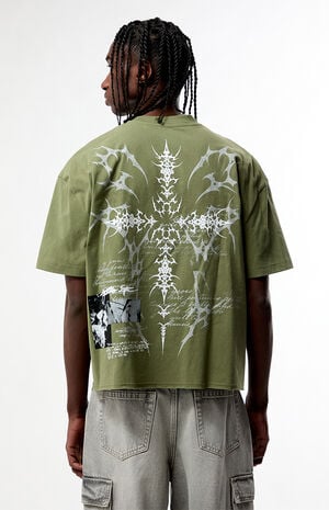 Green What Remains Cropped Boxy T-Shirt image number 4