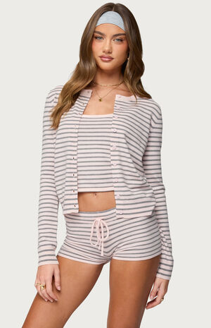 Lillian Striped Button Up Knit Cardigan image number 1