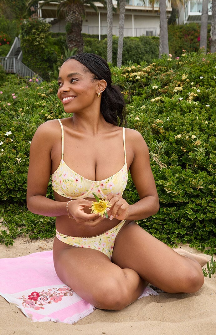 Pacsun Yellow Floral Madison Underwire Bralette Bikini Top