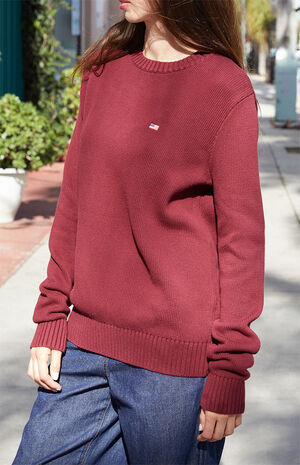 Burgundy Flag Embroidered Sweater image number 3
