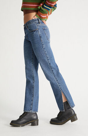 Eco Dark Blue Low Rise Straight Leg Jeans image number 2