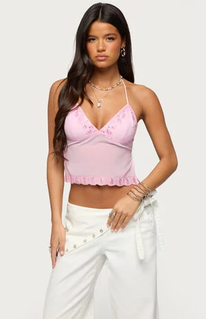 Allise Backless Sequin Halter Top image number 1