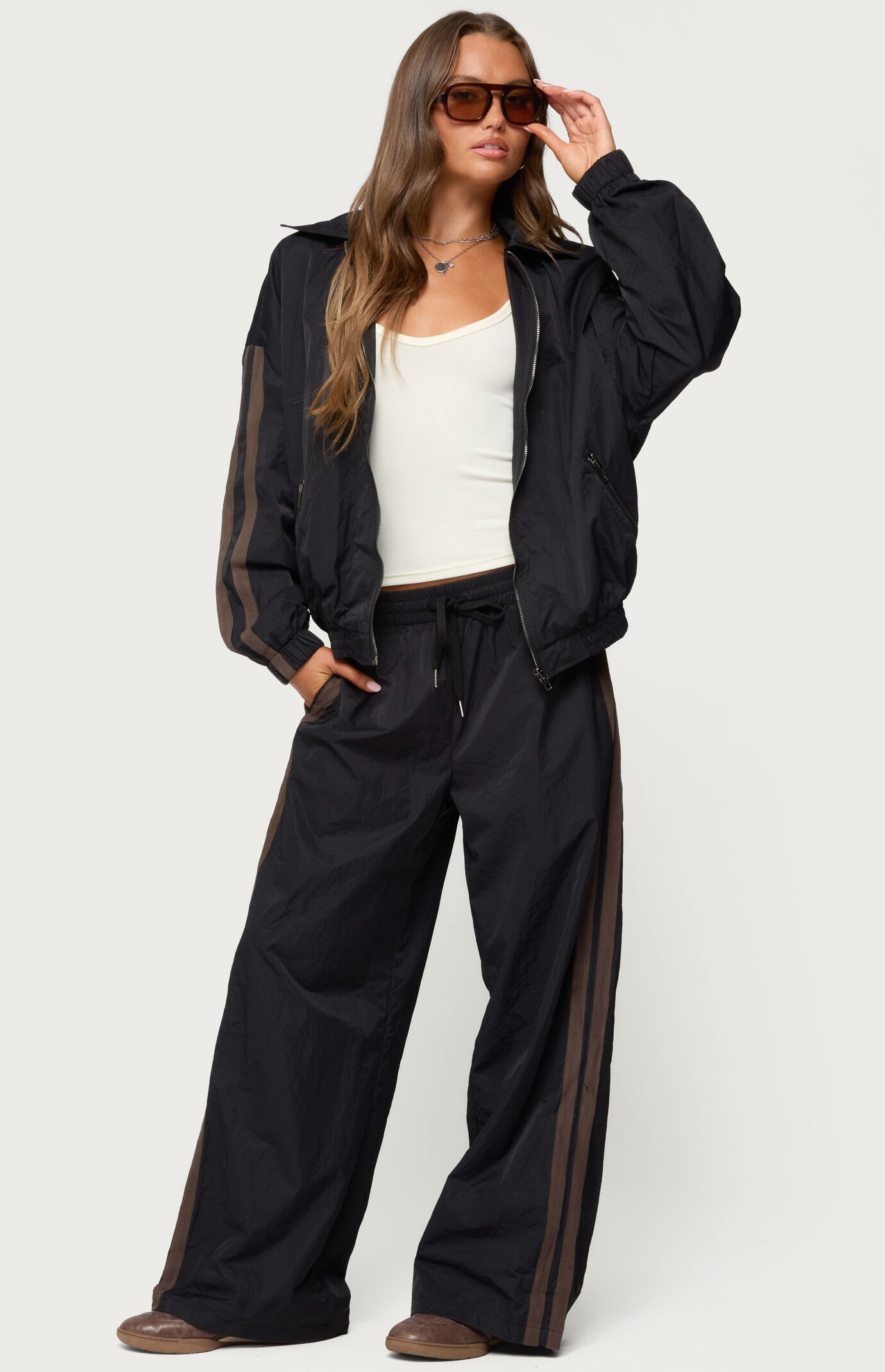 Edikted Kieran Stripey Nylon Track Pants