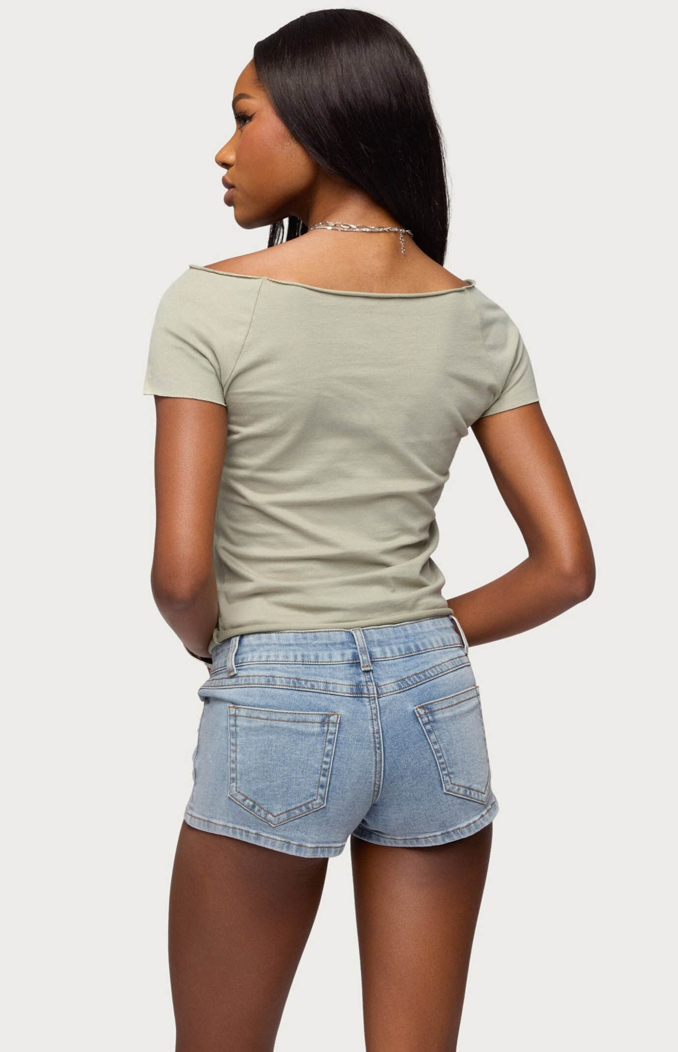 Edikted Kamalah Boat Neck Cotton T-Shirt