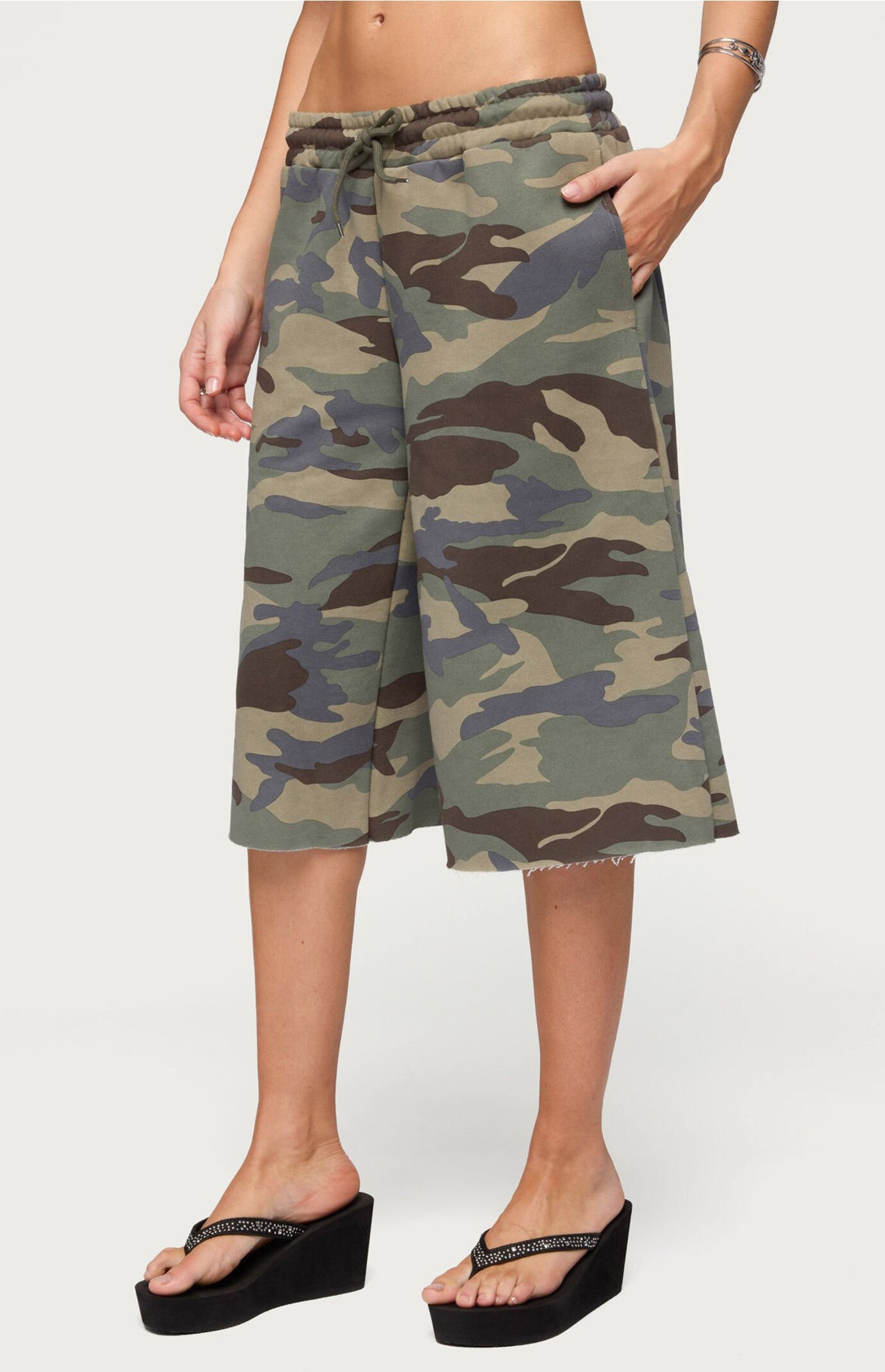 Edikted Camo Rush Oversized Bermuda Shorts