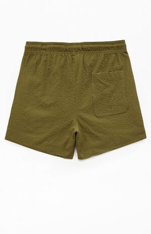 Olive Seersucker 4.5" Swim Trunks image number 2