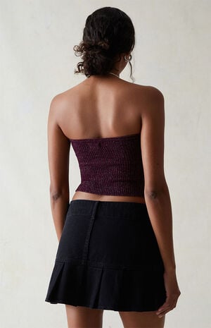 Black Low Rise Pleated Mini Skirt image number 5