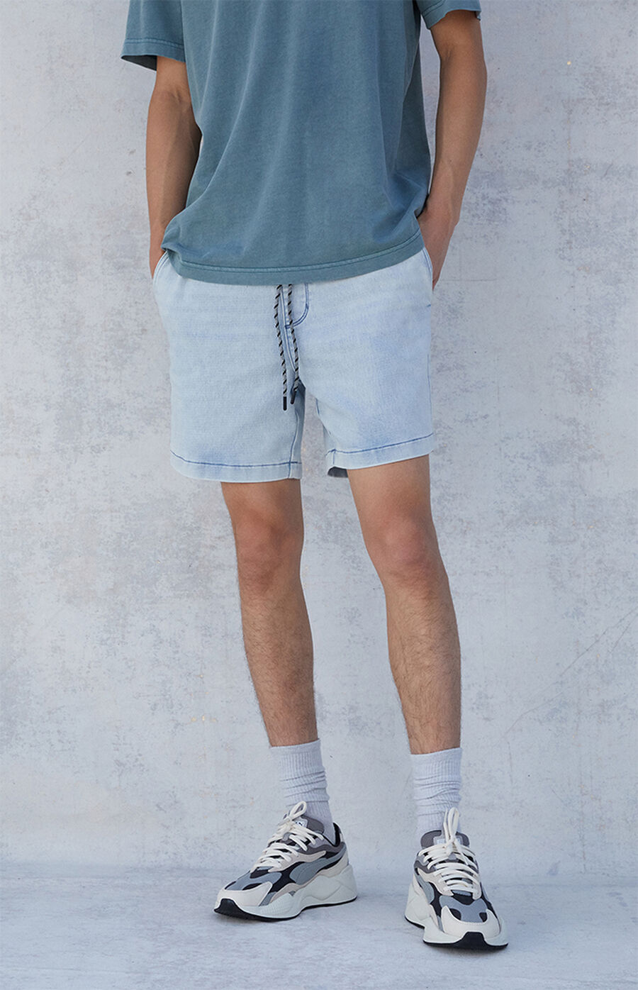 PacSun Charles Knit Denim Volley Shorts PacSun