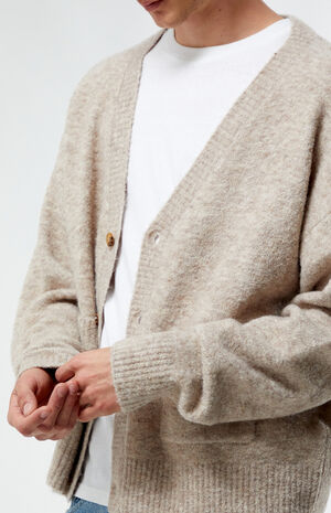 Tan Heathered Cardigan image number 1