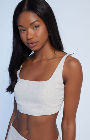 Cropped Linen Cami Top image number 2