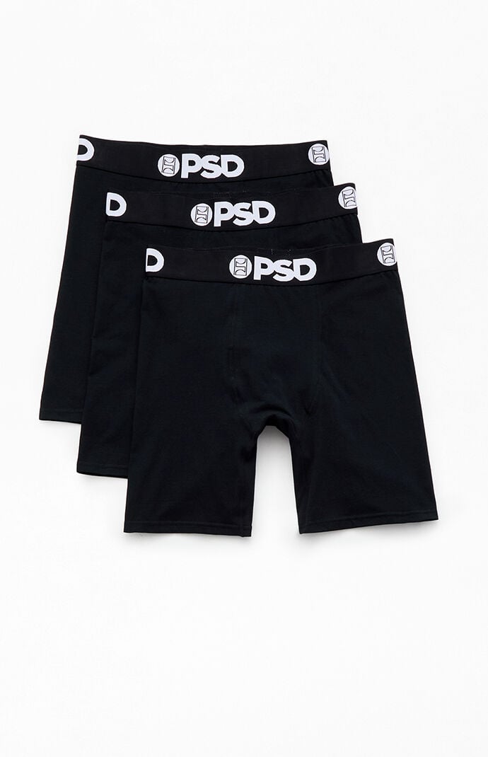 PSD Underwear 3 Pack Black Boxer Briefs