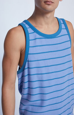 Blue Jacquard Striped Tank Top image number 2