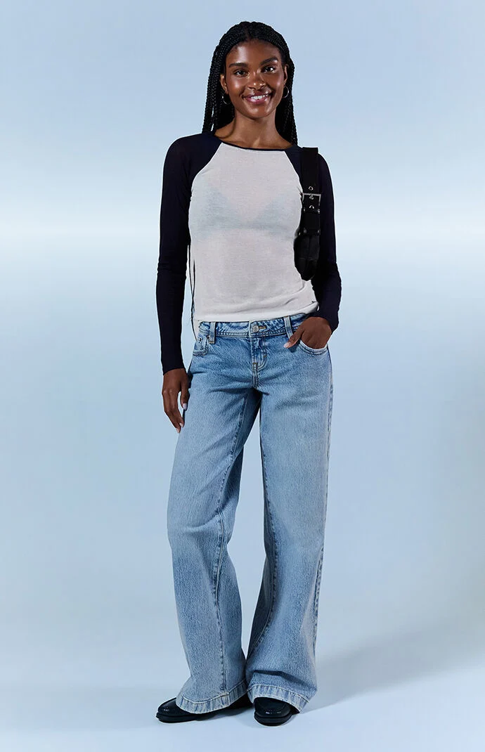 Pacsun Kaia Ultimate Low Rise Baggy Jeans Stretch Light Blue