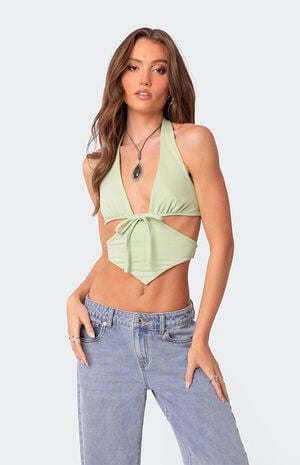 Cady Tie Front Cut Out Top image number 1