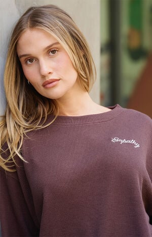 Empathy Always Waffle Knit Crew Neck Sweatshirt image number 2