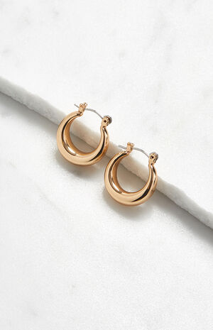 Thick Gold Hoop Earrings image number 2