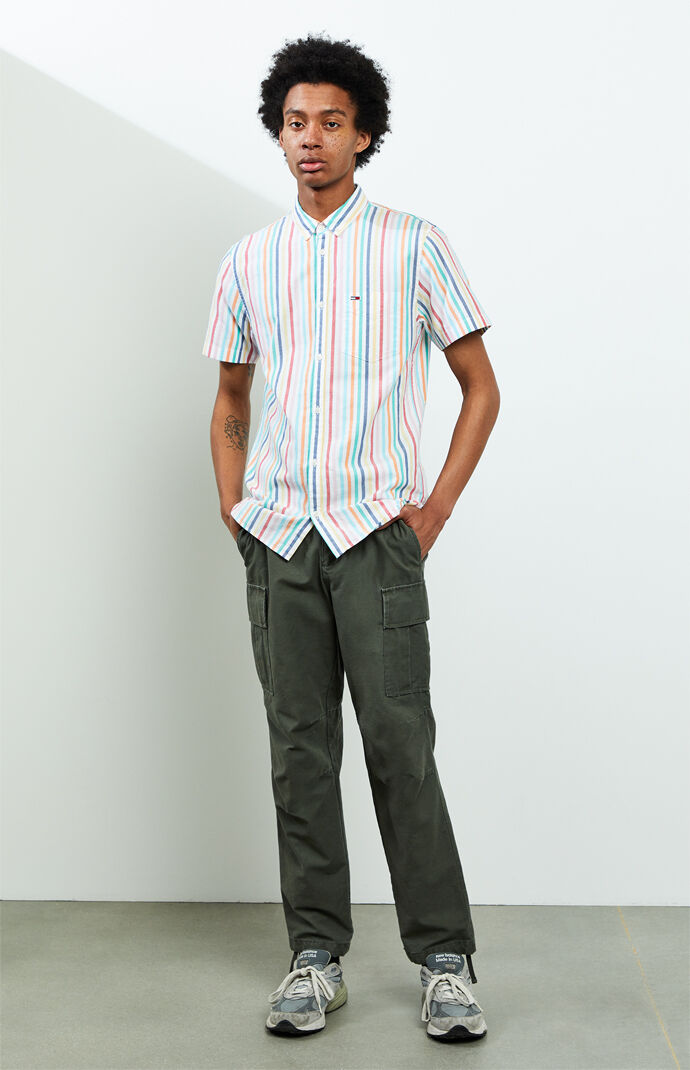 Striped Short Sleeve Button Up Shirt