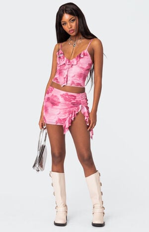 Wanda Printed Mesh Ruffle Tank Top image number 3