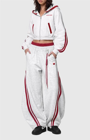 Contrast Cropped Striped Zip Up Hoodie image number 2