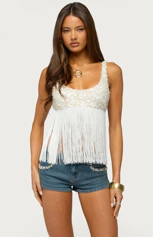 Petrah Sequin Fringed Bra Top image number 1